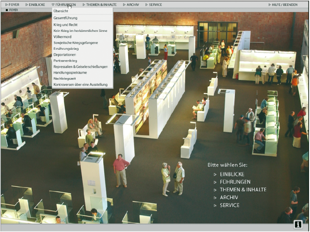 DVD-ROM Produktion zur Ausstellung ›Verbrechen der Wehrmacht‹, 2004. Konzeption: Hamburger Institut für Sozialforschung (www.his-online.de); Sustainable Media, Hamburg (http://sustainable-media.weebly.com); triplenine dynamic media GmbH, Hamburg (www.triplenine.com).