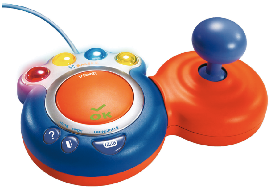 Spielzeug in den Farben Orange und Blau.