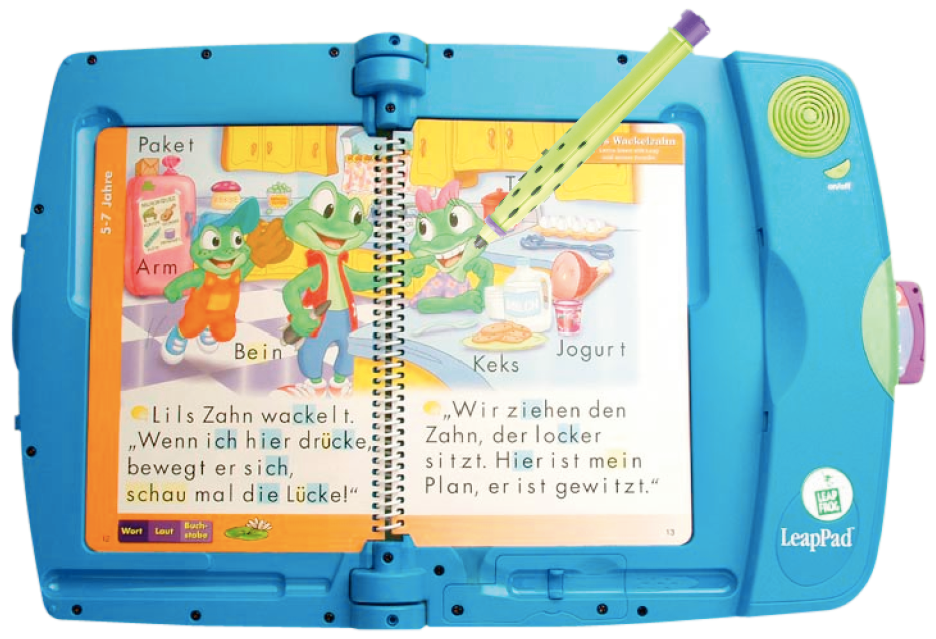 Digitales, interaktives Spielzeug aus Kinderbuch und Kunstoffgeh&auml;use.