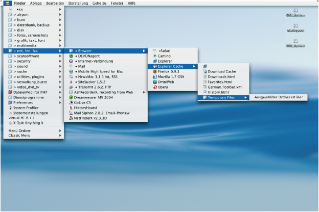 Pull-Down-Nenü, Mac OS X.
