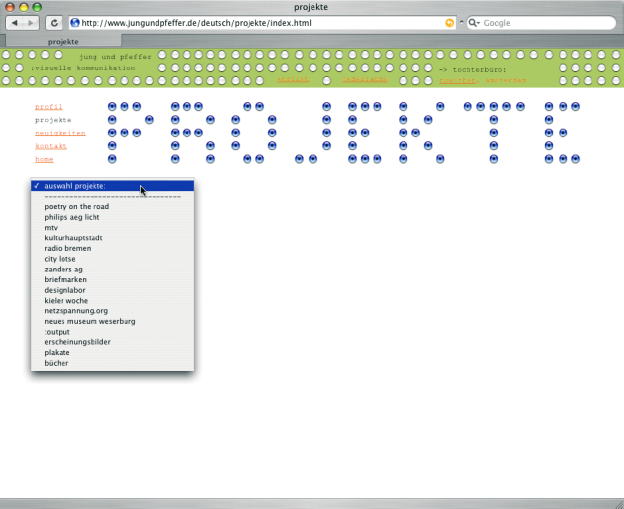 Drop-Down-Menü. www.jungundpfeffer.de